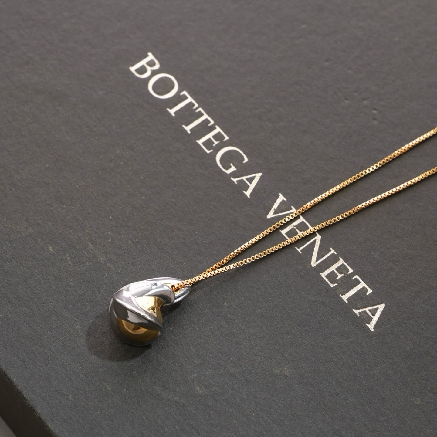Bottega Veneta Elegant Gold and Silver Pendant Necklace